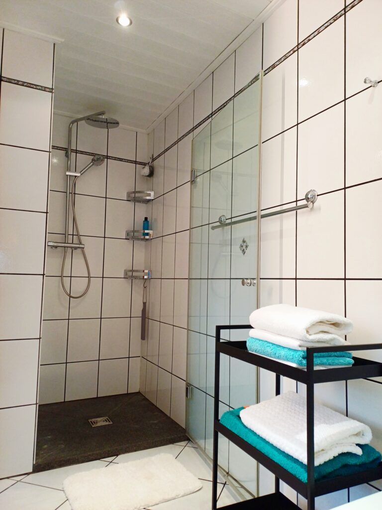Modernes Badezimmer mit Waschtisch – RheingauWinkel47 Ferienwohnung Oestrich-Winkel